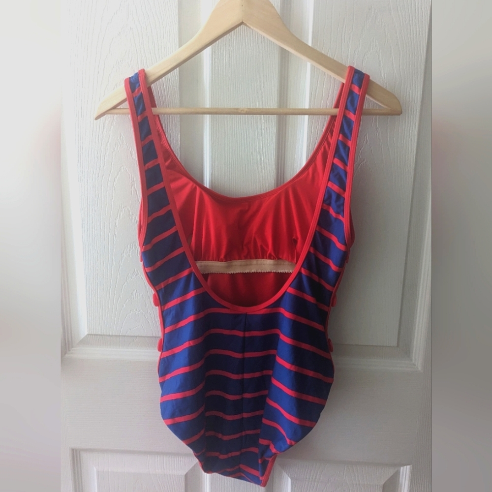 DKNY Women's One Piece Striped Swim Suit - Picture 2 of 5
